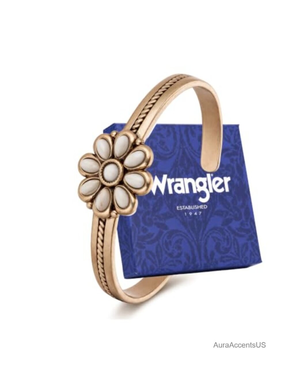 Western Turquoise Flower Adjustable Open Cuff Bracelet, Howlite & Copper